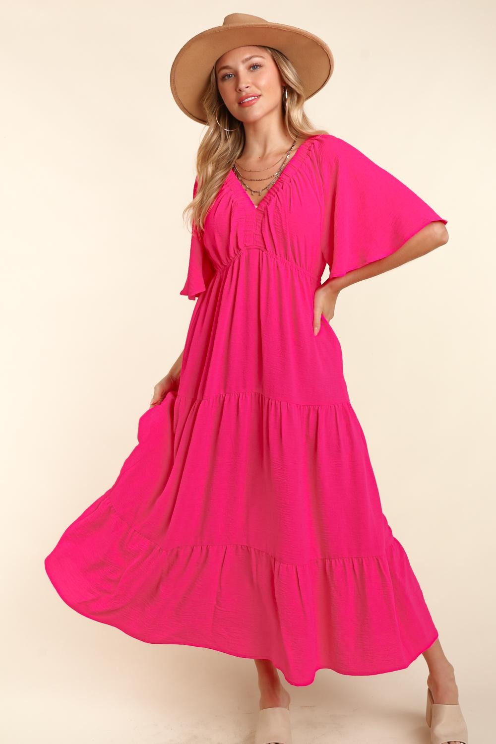 Haptics Tiered Babydoll Maxi Dress with Side Pocket   