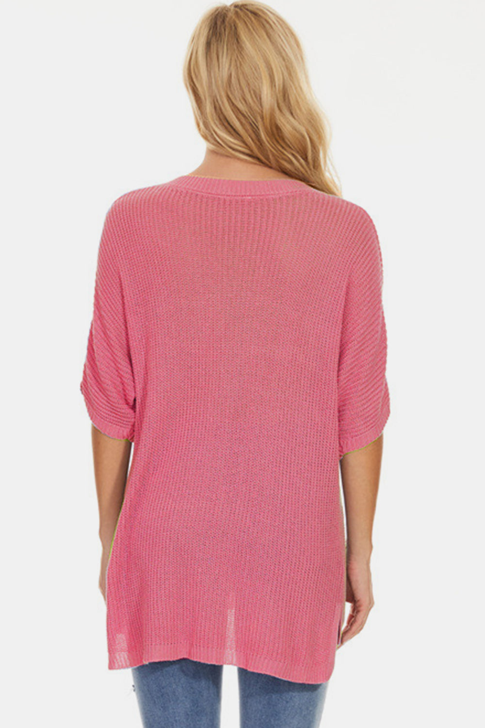 STUNNLY  Pocketed V-Neck Half Sleeve Knit Top   