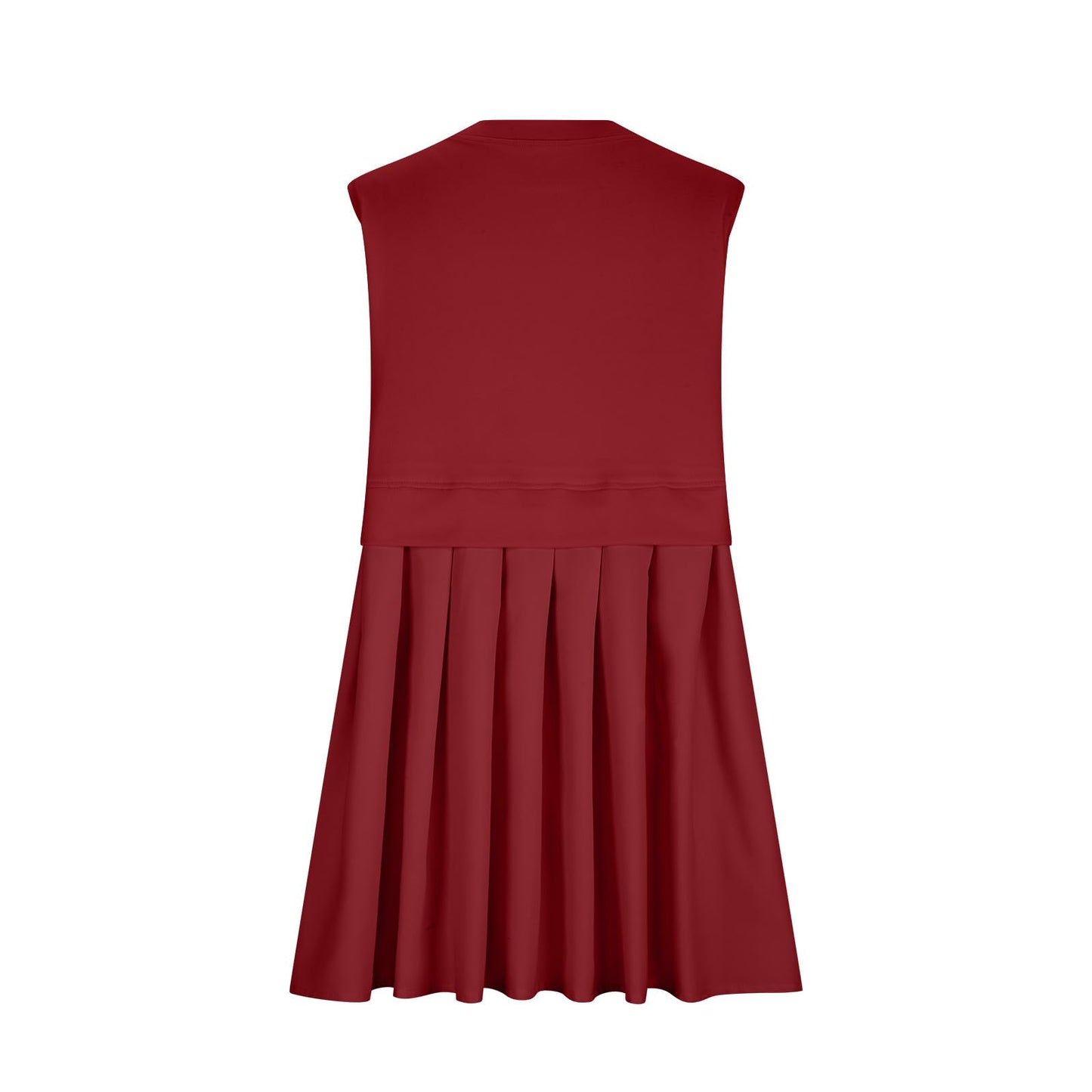 Pleated Round Neck Sleeveless Mini Dress   