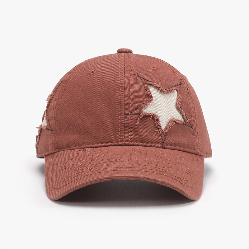 Adjustable Star Raw Hem Cap Brick Red One Size 