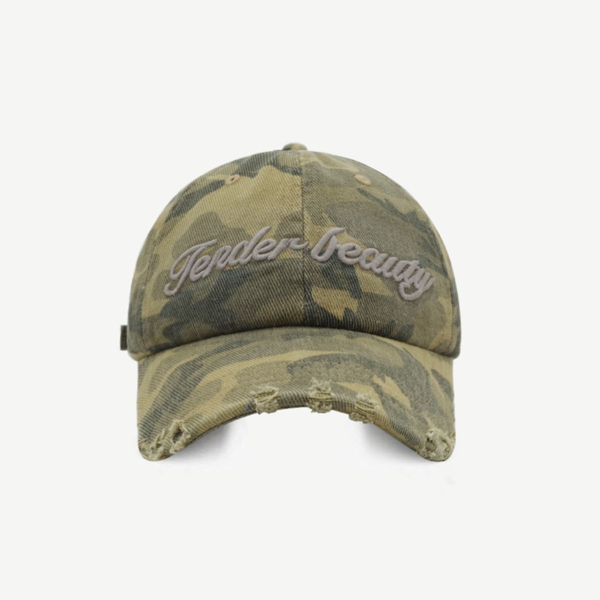 Letter Graphic Camouflage Cotton Hat Chartreuse One Size 