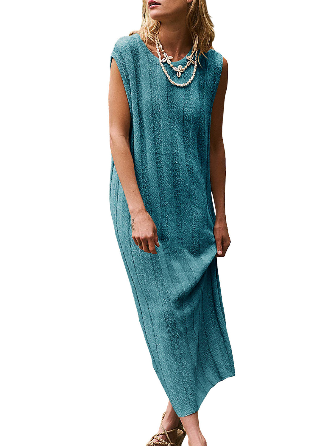 Round Neck Sleeveless Knit Dress   