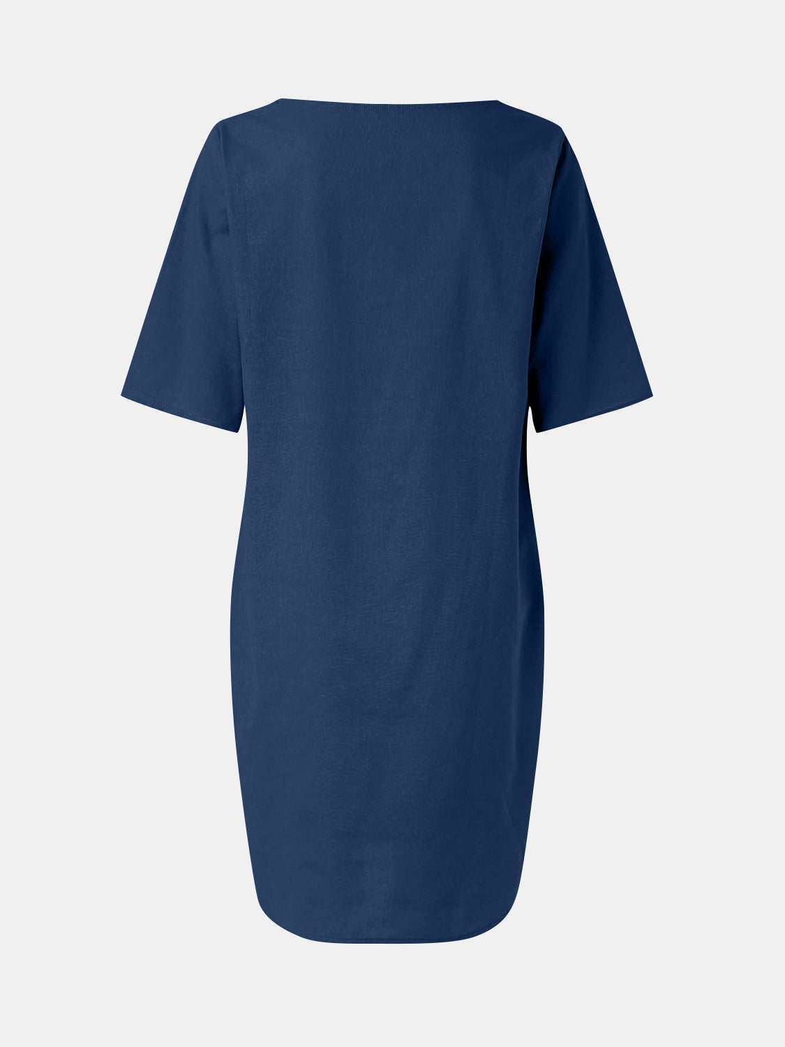 Full Size Round Neck Half Sleeve Dress with Pockets   