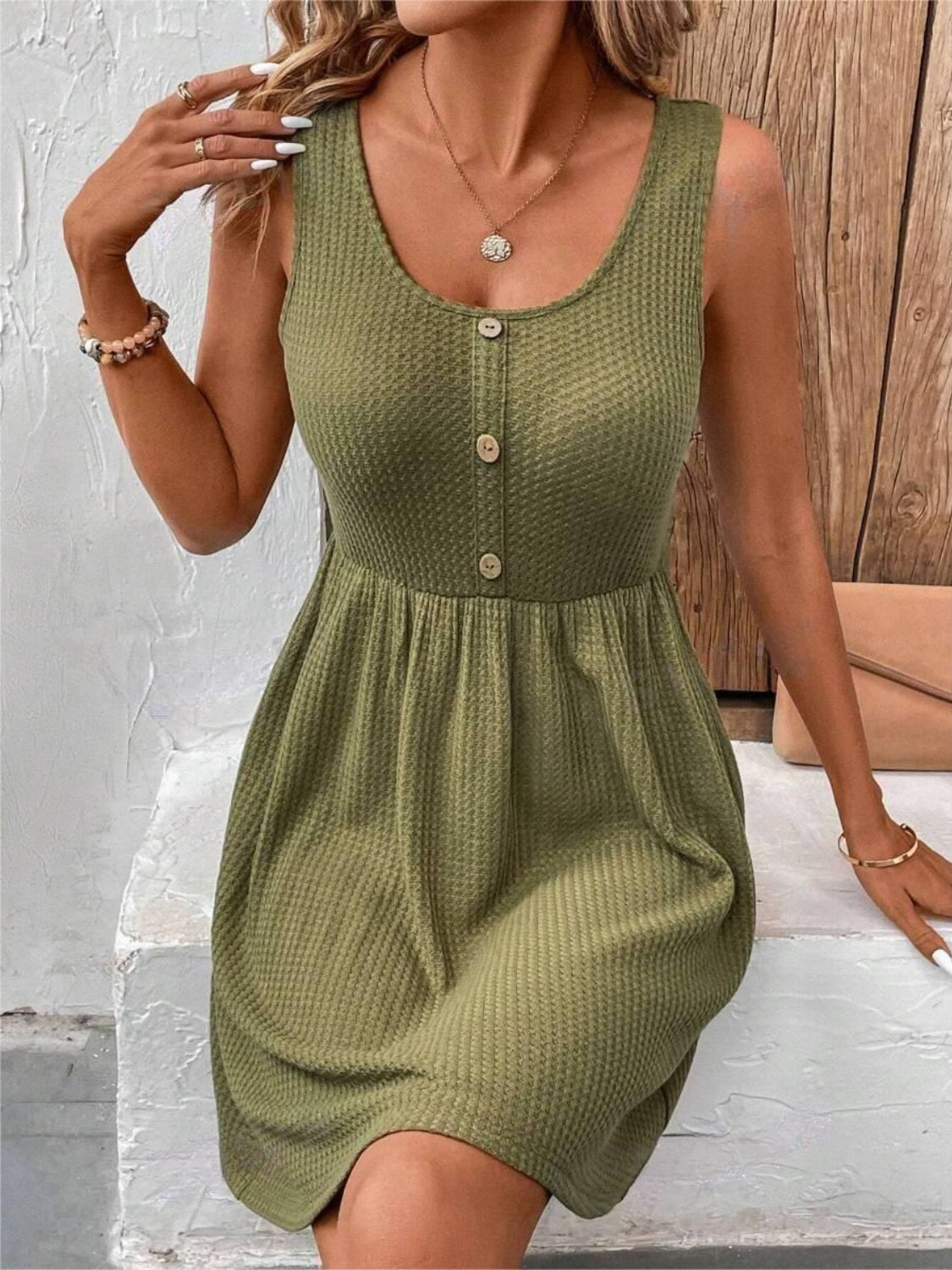 Scoop Neck Wide Strap Mini Tank Dress   