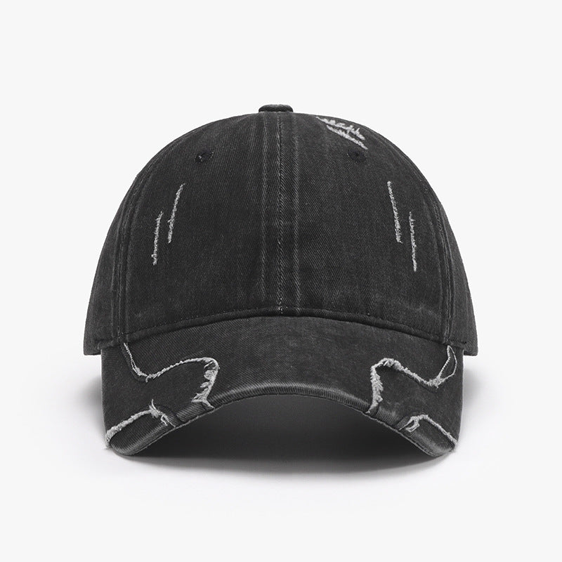 STUNNLY  Raw Hem Adjustable Cap Black One Size 