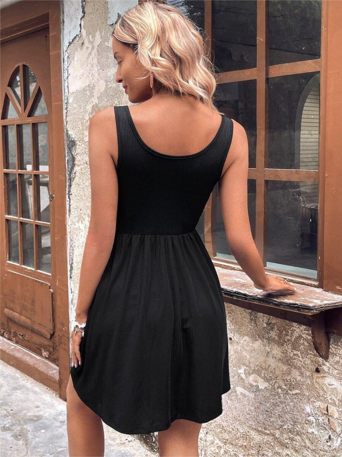 Scoop Neck Wide Strap Mini Tank Dress   