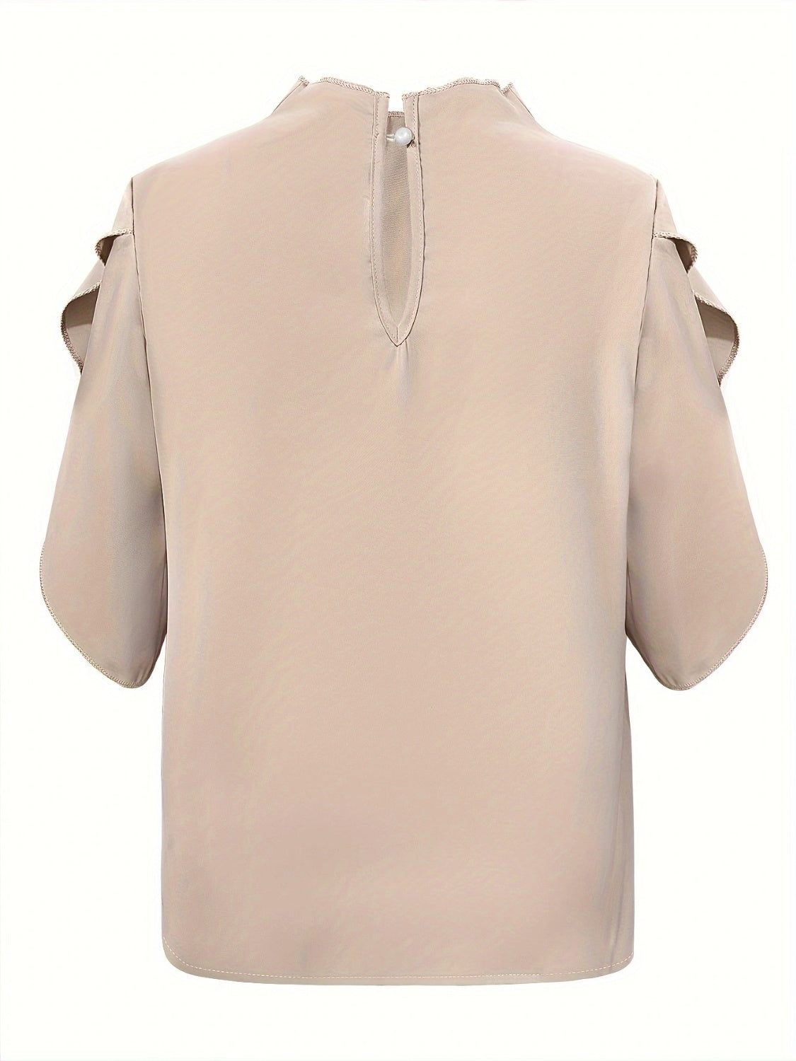 Ruched Mock Neck Half Sleeve Blouse   