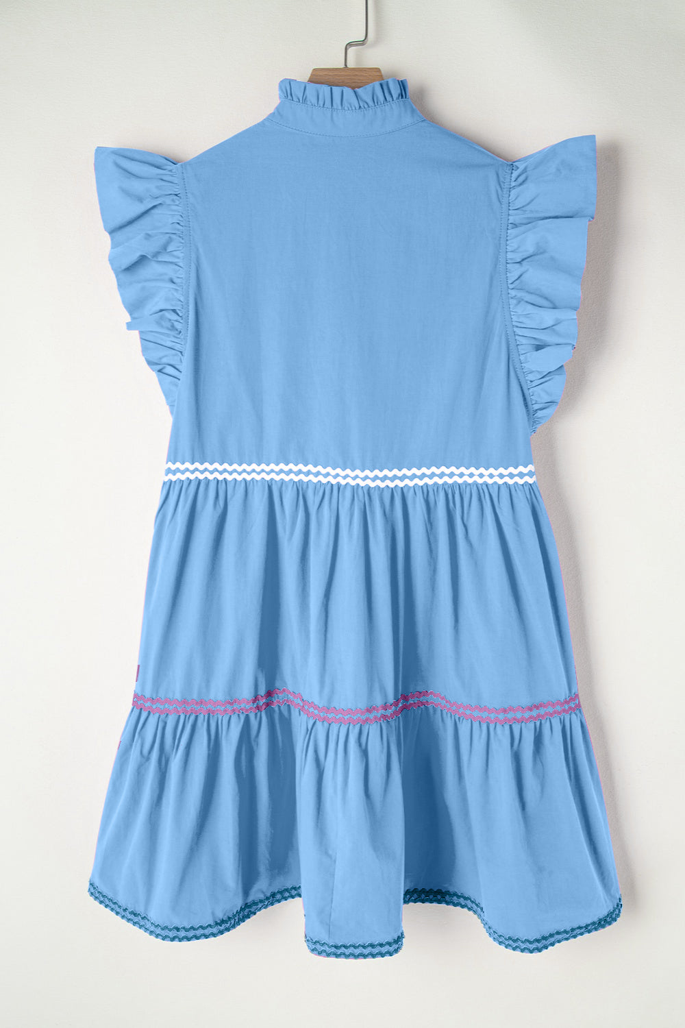 Ruffled Notched Cap Sleeve Mini Dress   