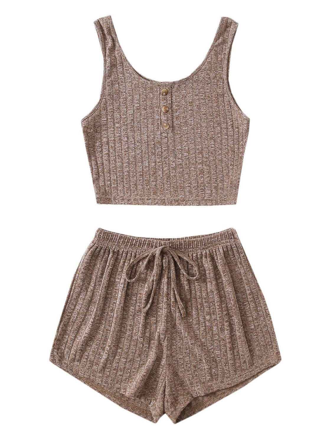 STUNNLY  Scoop Neck Top and Shorts Lounge Set   