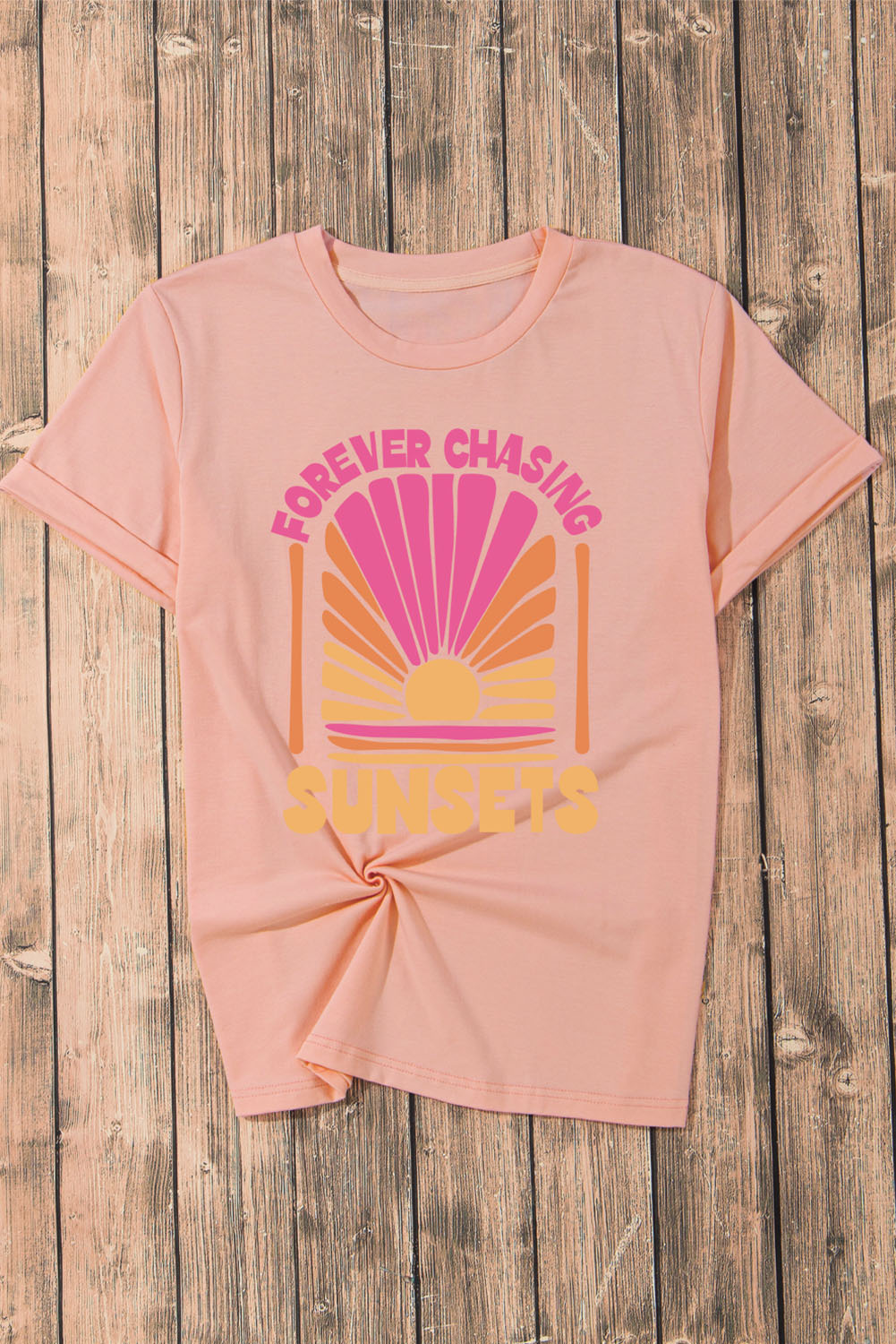 STUNNLY  FOREVER CHASING SUNSETS Round Neck T-Shirt   