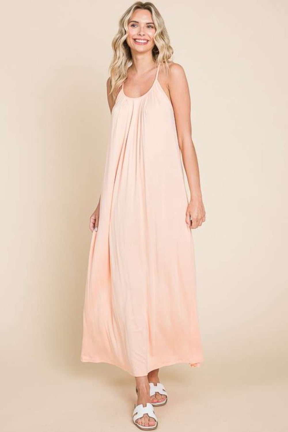 Culture Code Full Size Tie Back Maxi Cami Dress   