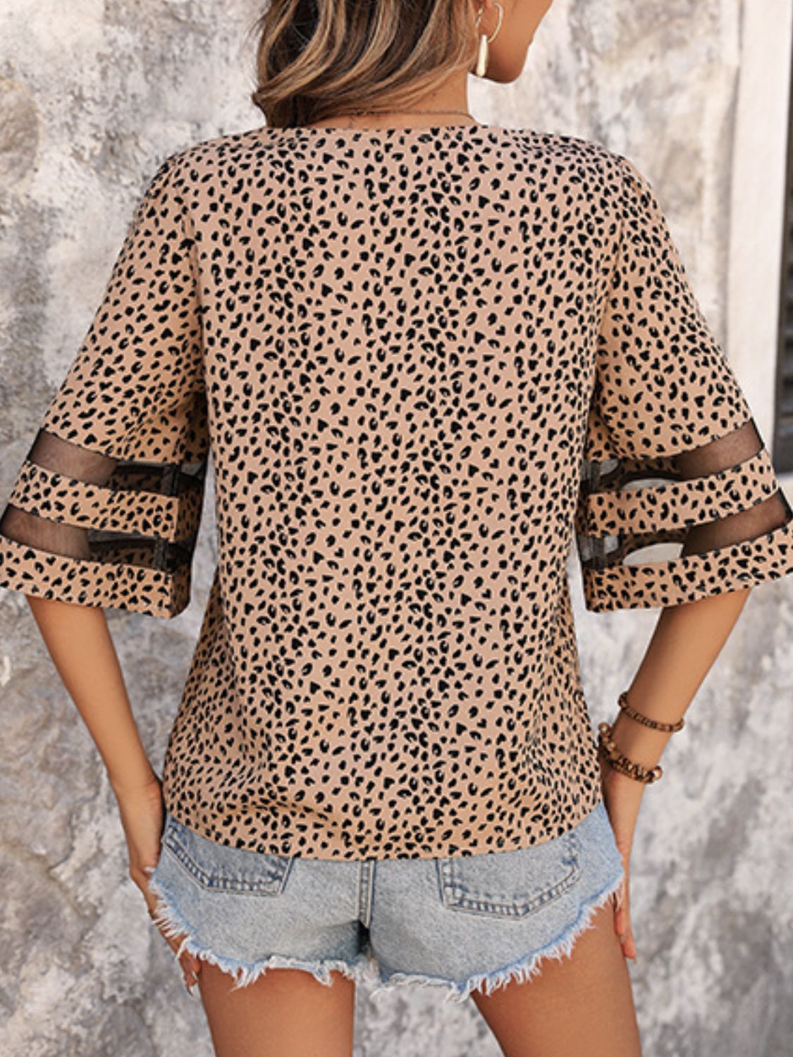 Printed V-Neck Half Sleeve Blouse   