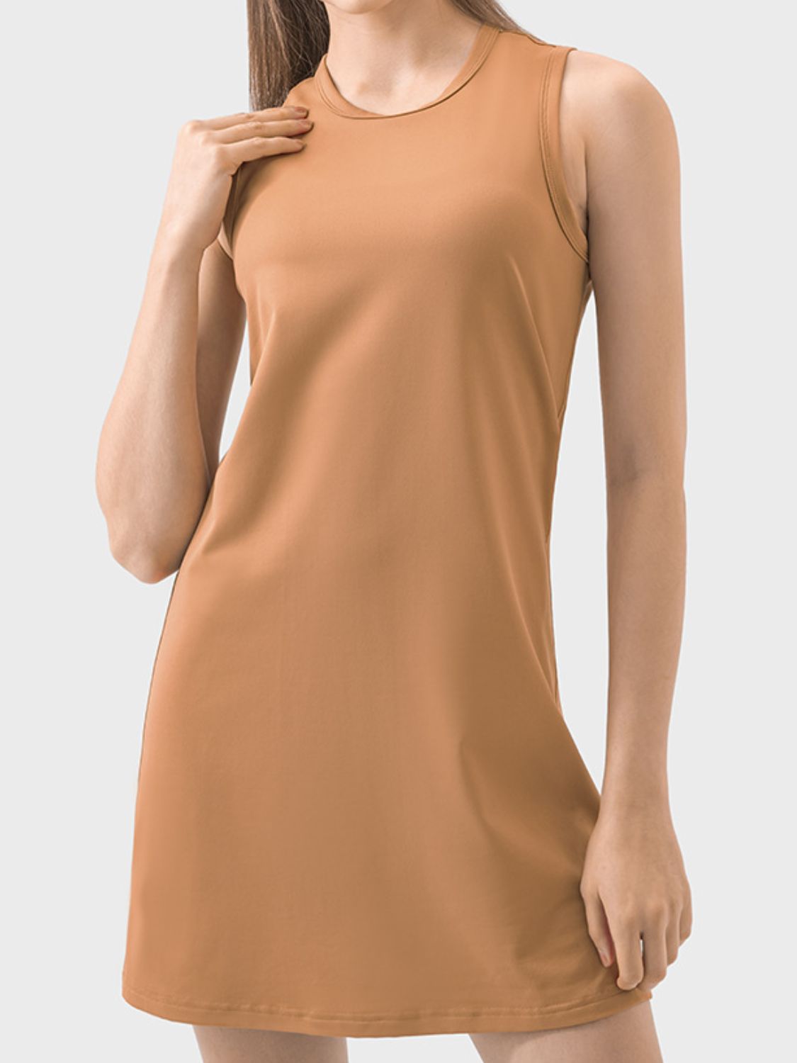 Round Neck Sleeveless Active Dress Sherbet 4 