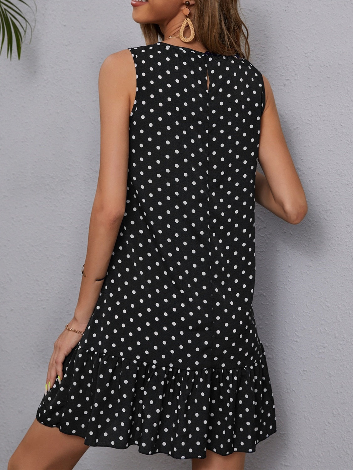 Polka Dot Sleeveless Mini Dress   