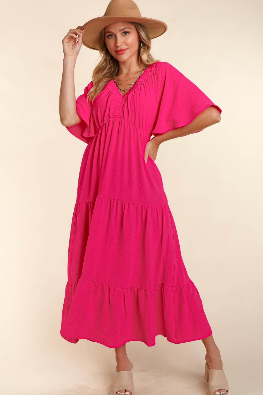 Haptics Tiered Babydoll Maxi Dress with Side Pocket   