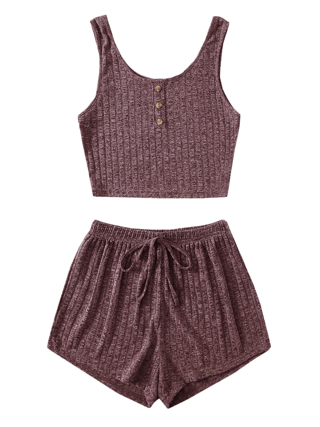 STUNNLY  Scoop Neck Top and Shorts Lounge Set   