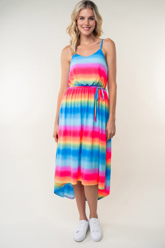 White Birch Full Size Ombre Striped Midi Cami Dress Multi S 