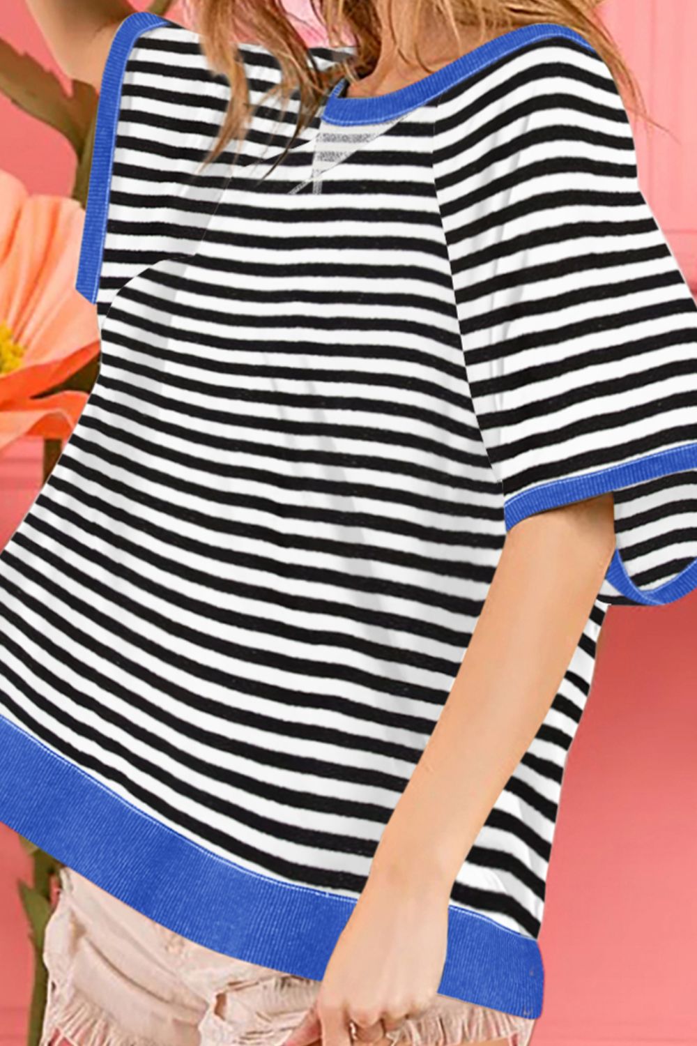 Striped Round Neck Half Sleeve T-Shirt   