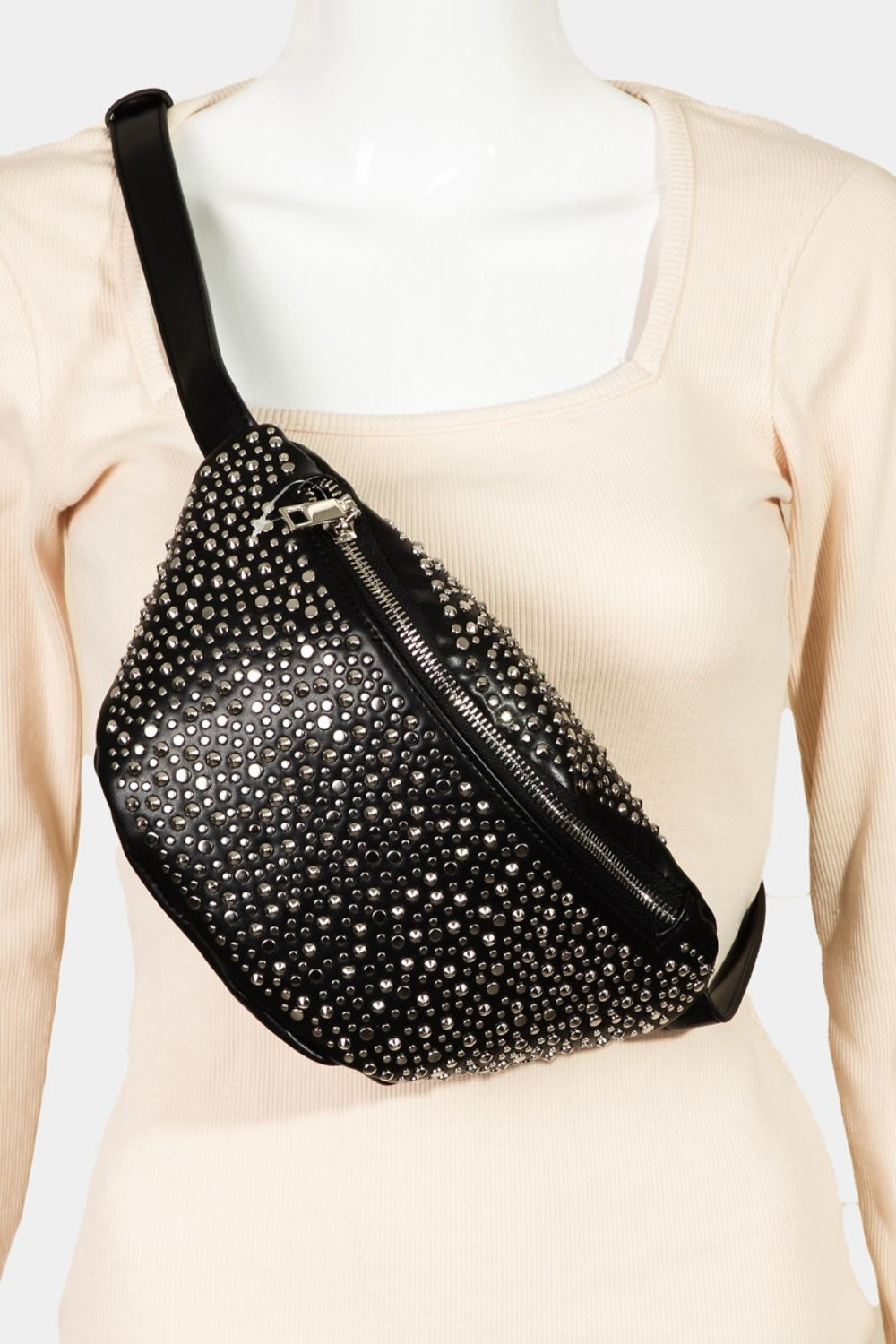 Fame Studded Crossbody Bag Black One Size 