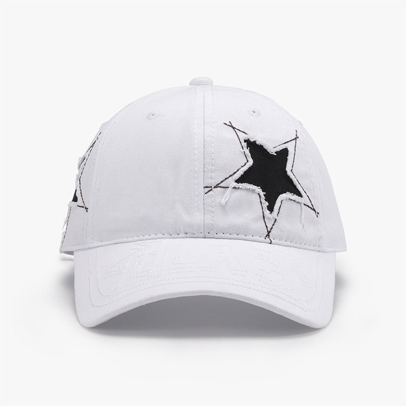 Adjustable Star Raw Hem Cap White One Size 