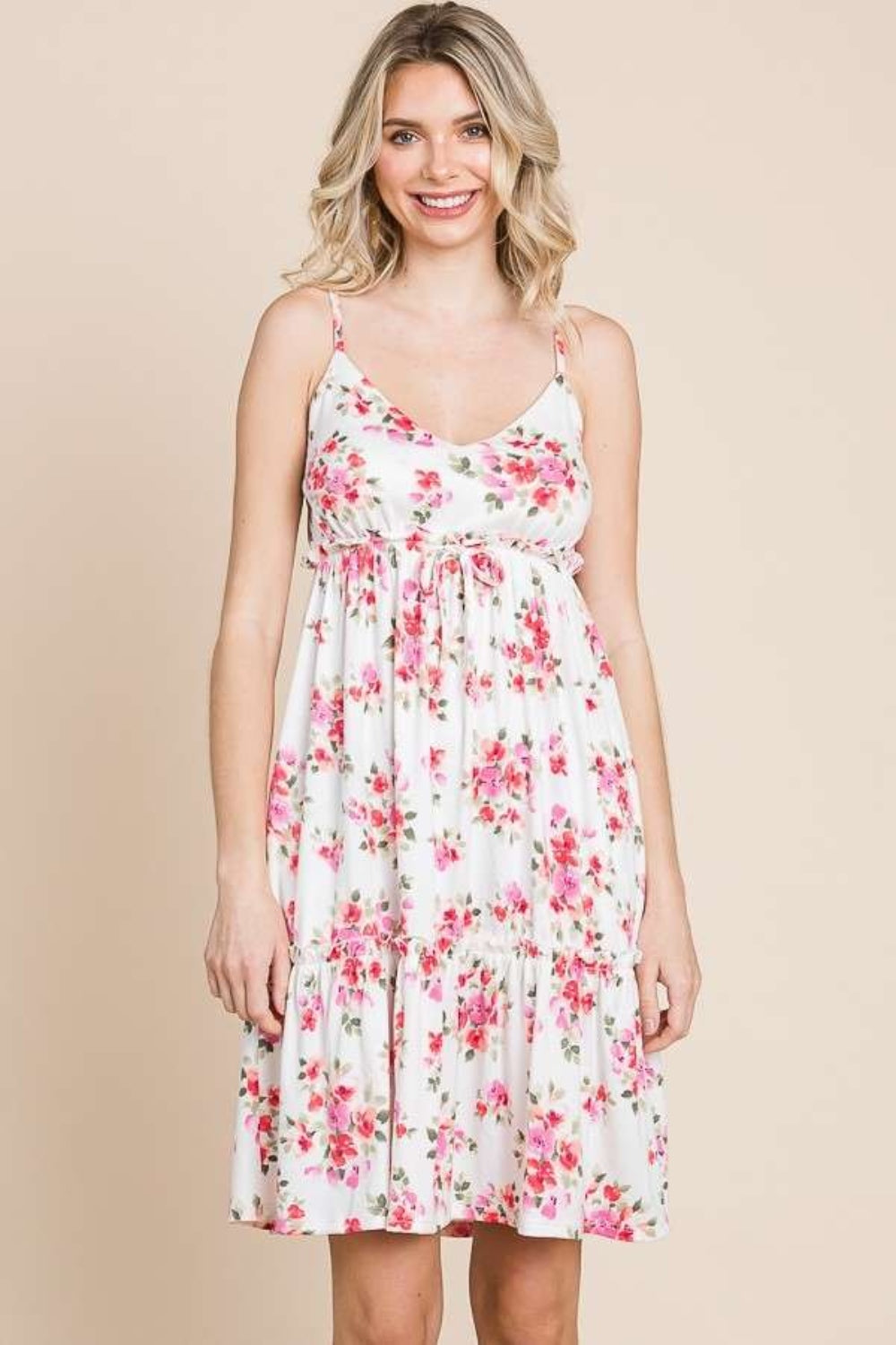 Culture Code Full Size Floral Frill Cami Dress Ivory S 