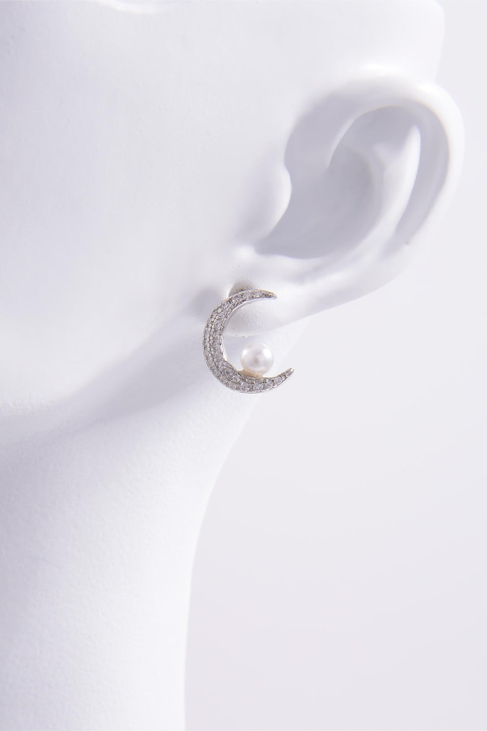 STUNNLY  925 Sterling Silver Zircon Moon Shape Earrings   