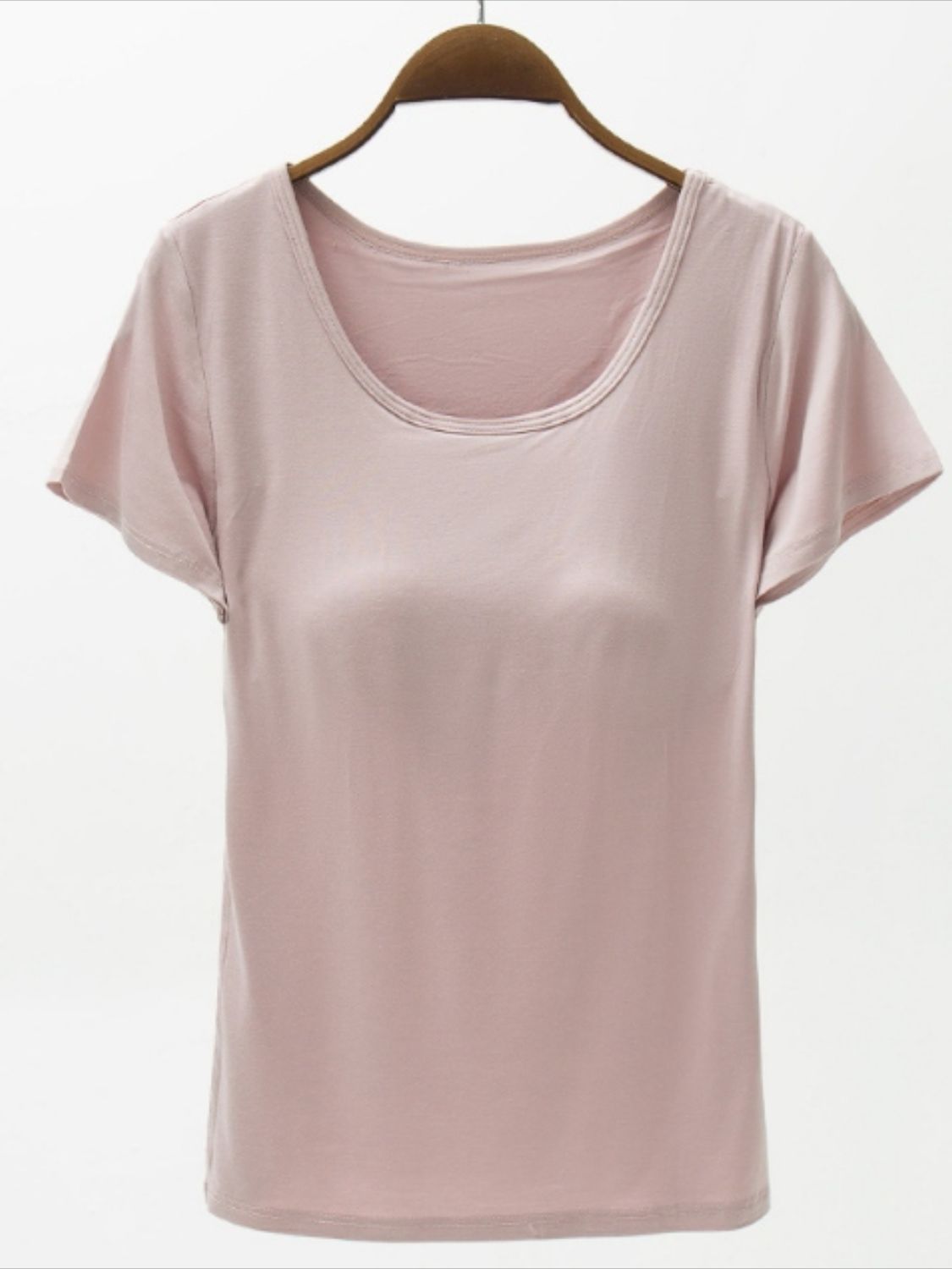 STUNNLY  Round Neck Modal T-Shirt with Bra Dusty Pink M 