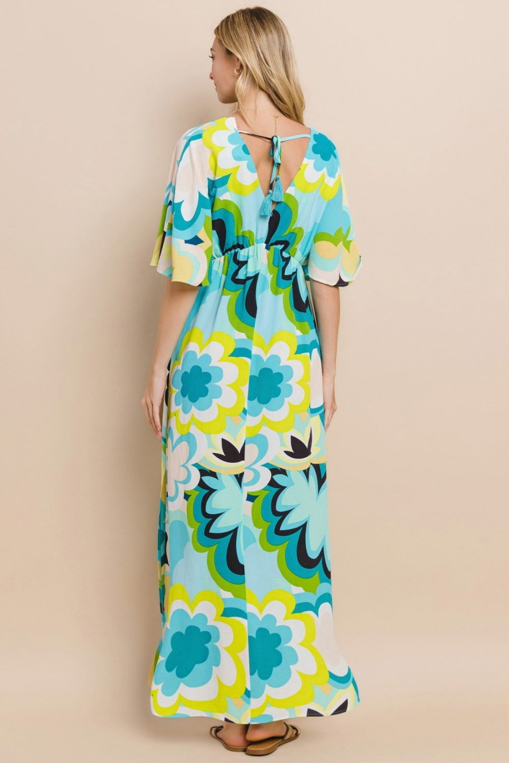 ODDI Floral Printed Slit Maxi Dress   