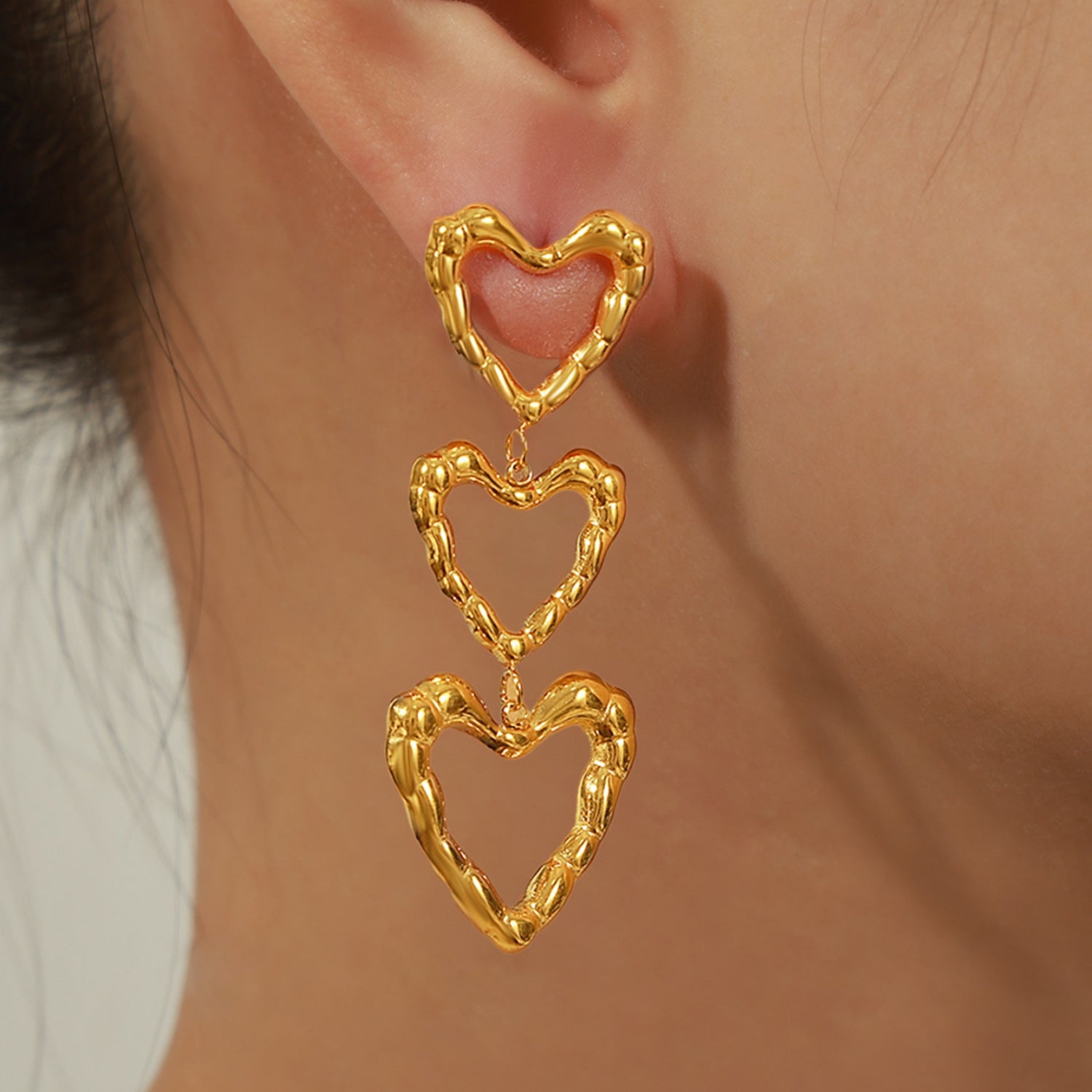 STUNNLY  Titanium Steel Heart Earrings   