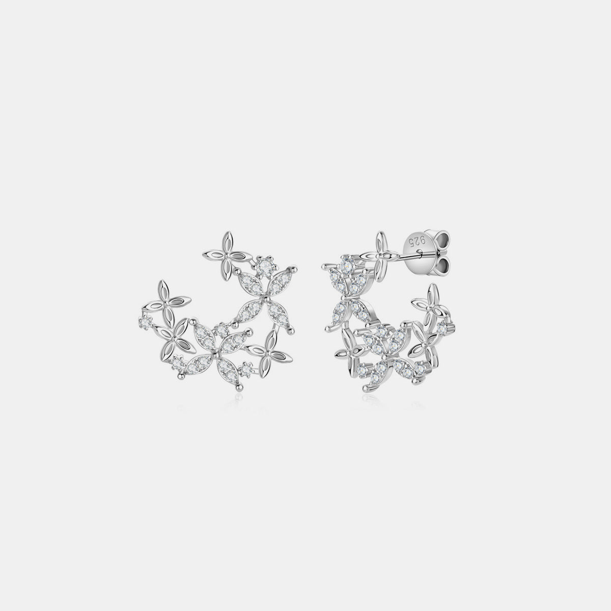 925 Sterling Silver Moissanite Lucky Clover Earrings   