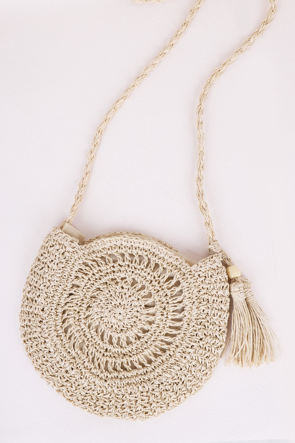 Tassel Straw Braided Strap Shoulder Bag   