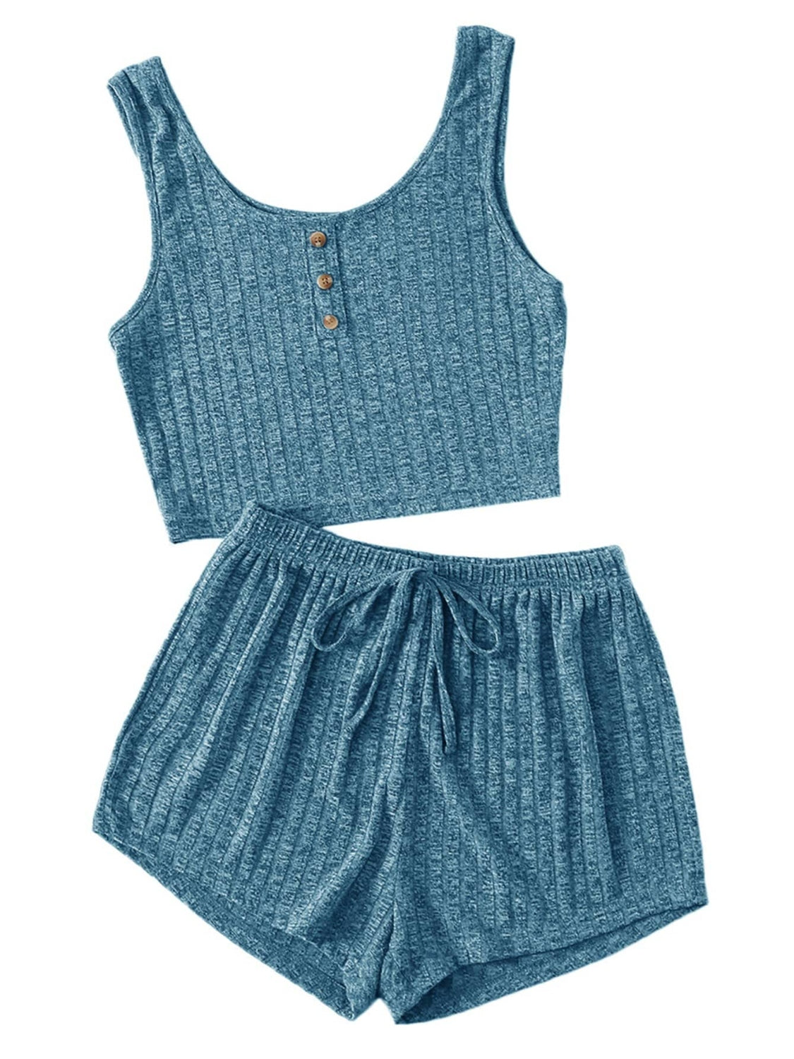 STUNNLY  Scoop Neck Top and Shorts Lounge Set   