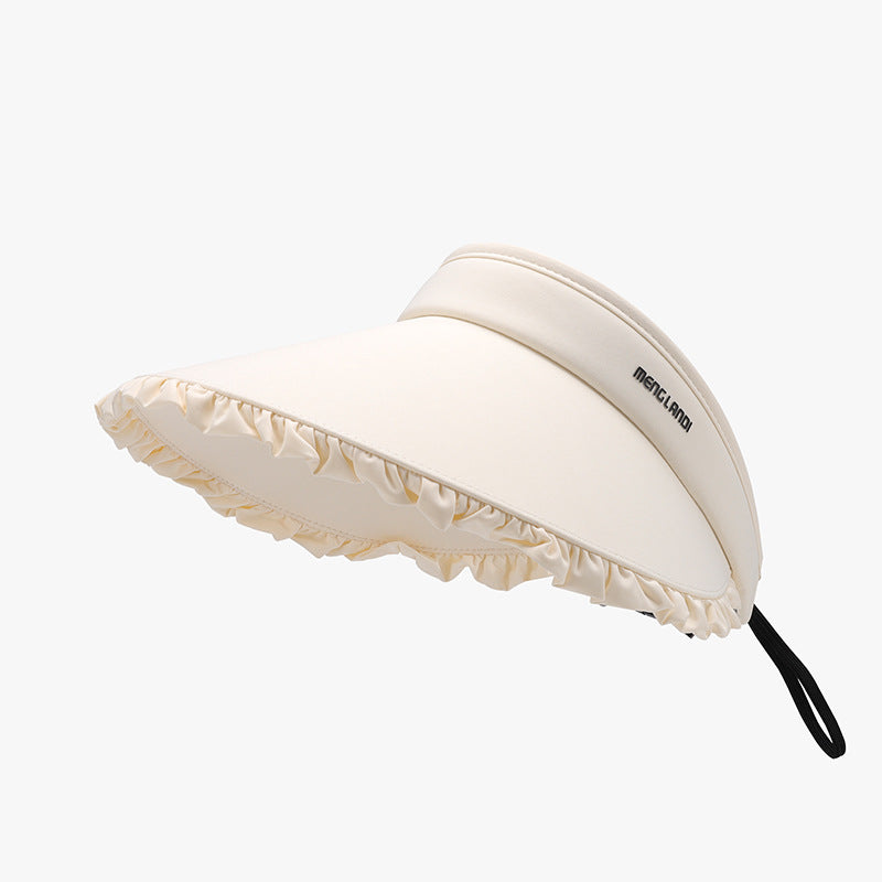 Frill Adjustable Ice Silk Sun Hat Ivory One Size 