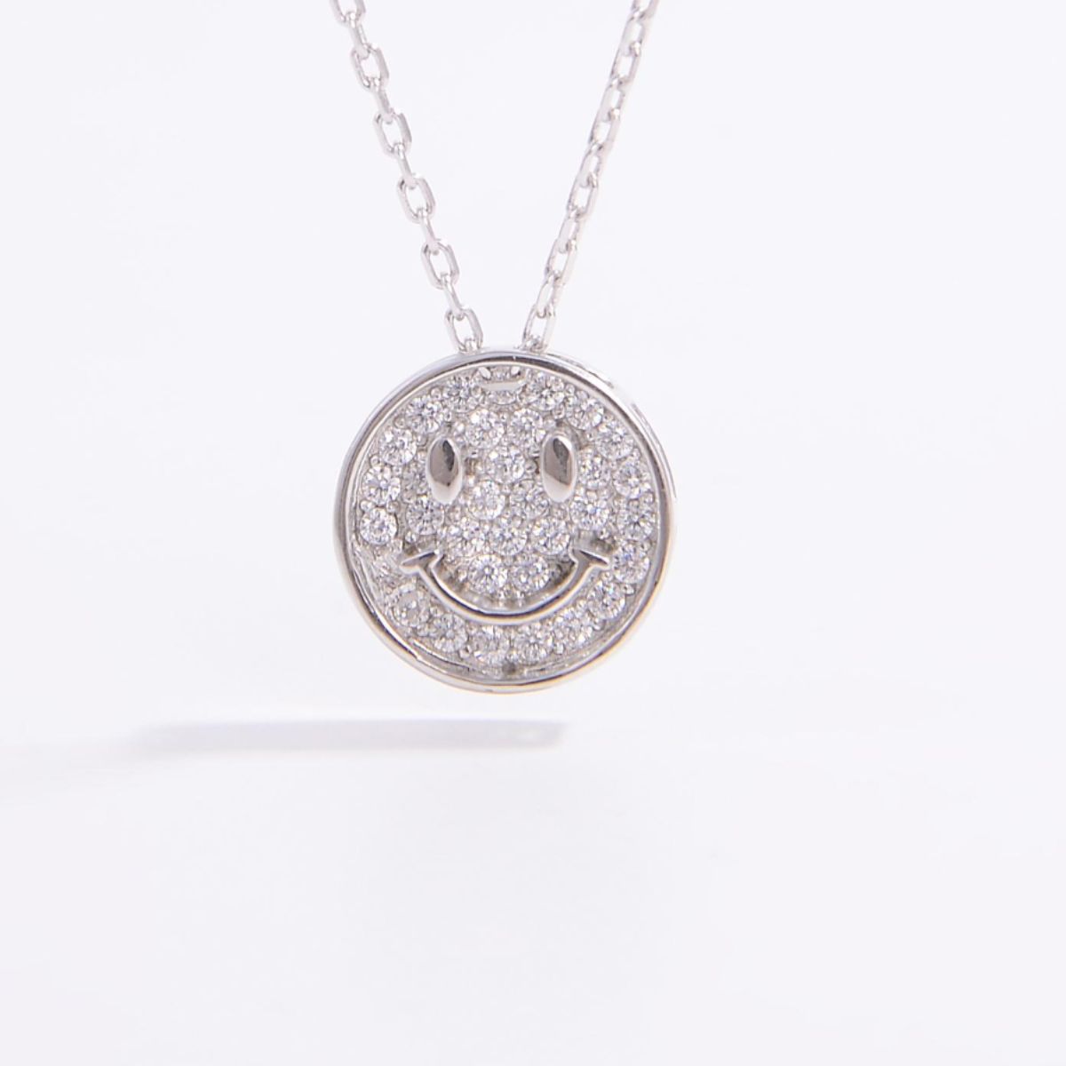 STUNNLY  925 Sterling Silver Zircon Smiley Face Necklace   