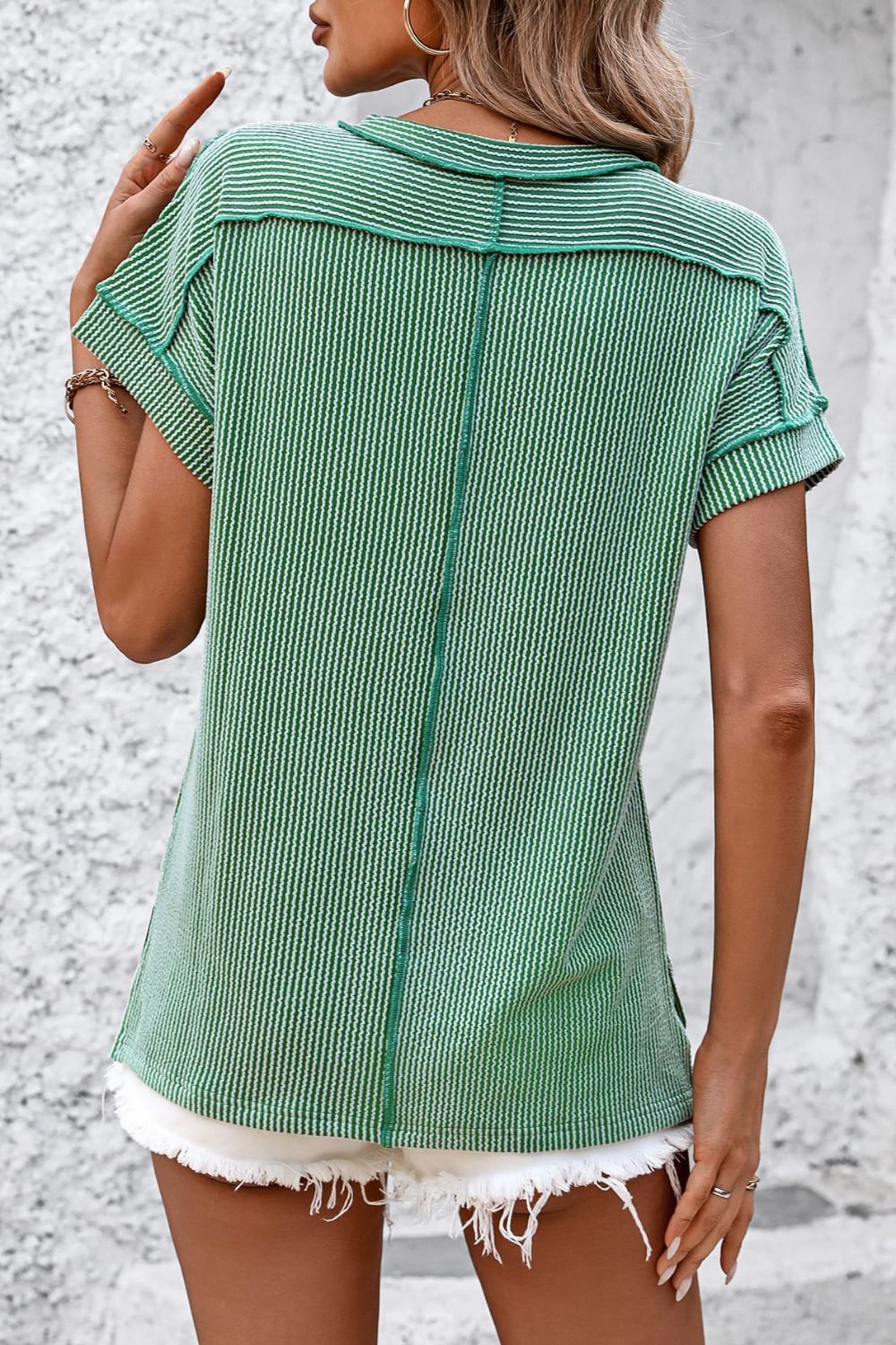 STUNNLY  Striped Round Neck Short Sleeve T-Shirt   