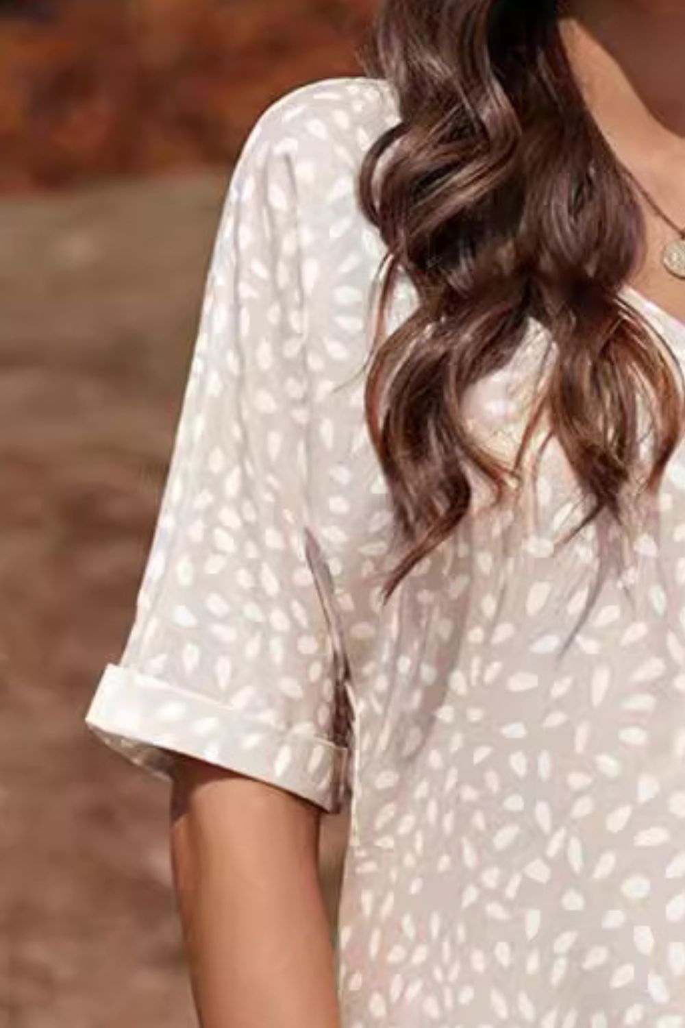 Printed V-Neck Half Sleeve Blouse   