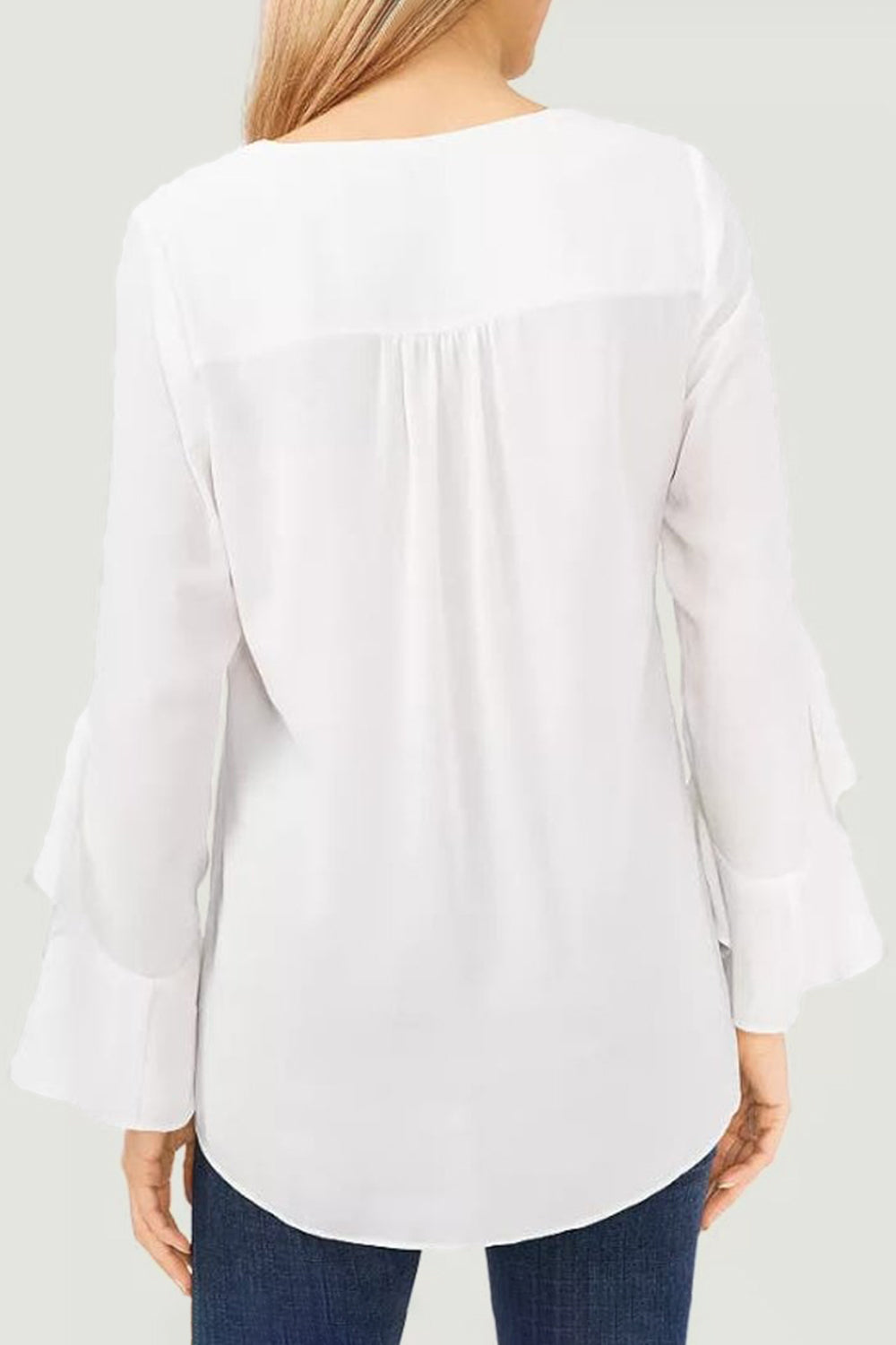 STUNNLY  V-Neck Flounce Sleeve Blouse   