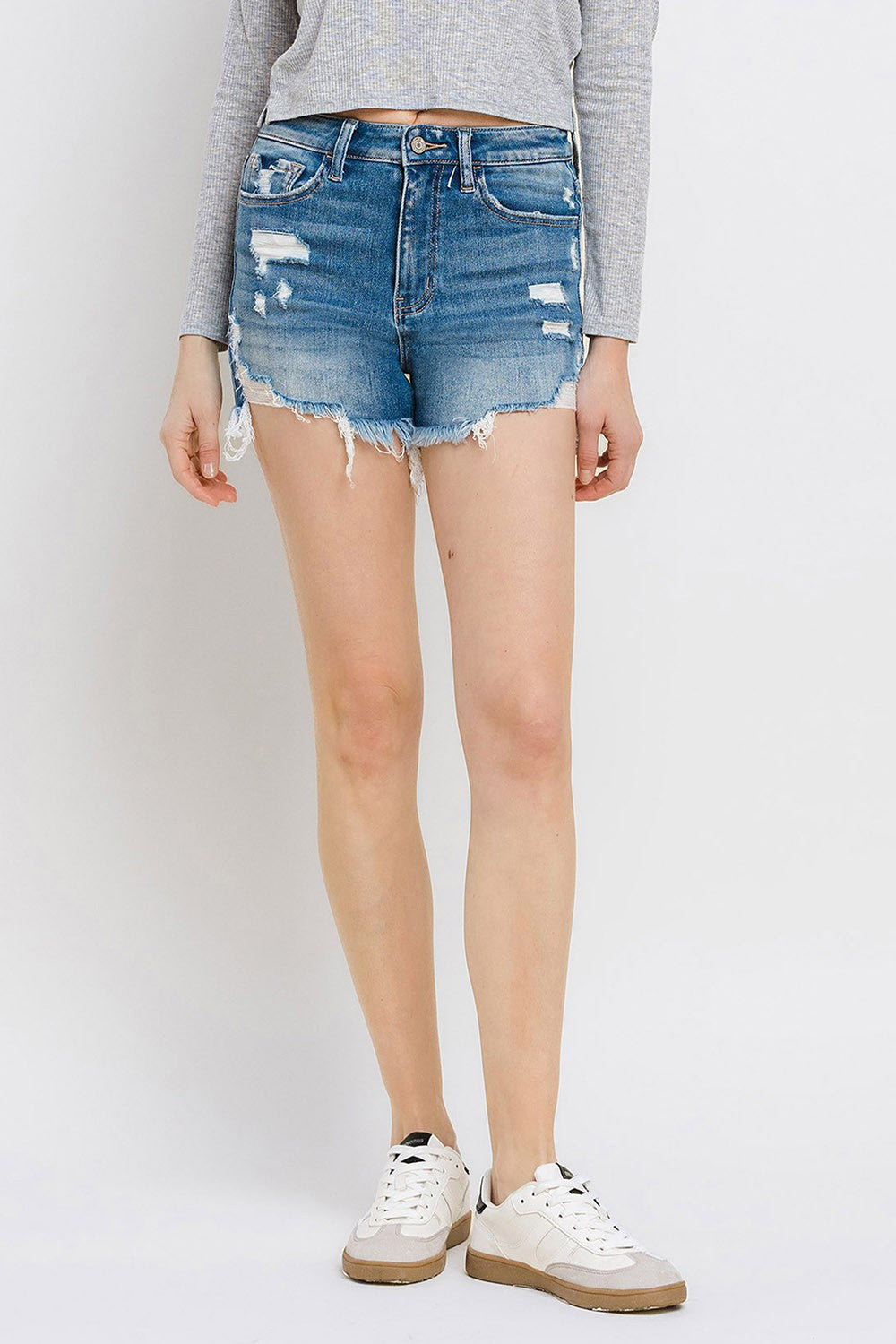 STUNNLY  Vervet by Flying Monkey Distressed Raw Hem Denim Shorts Medium S 