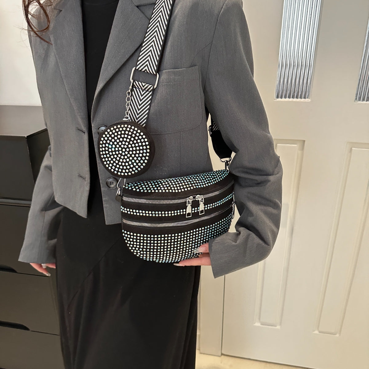 Studded Adjustable Strap Crossbody Bag   