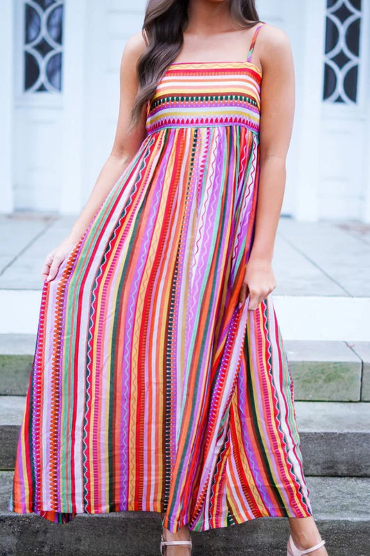 Striped Square Neck Cami Dress