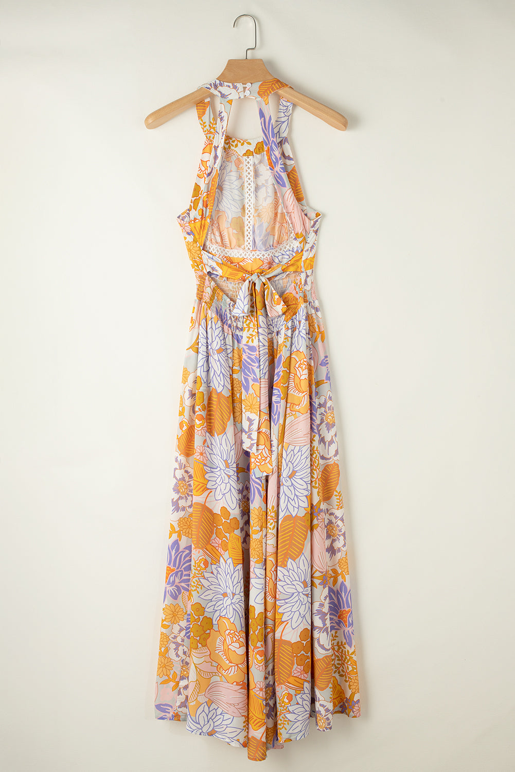 Tied Printed Grecian Sleeveless Maxi Dress   