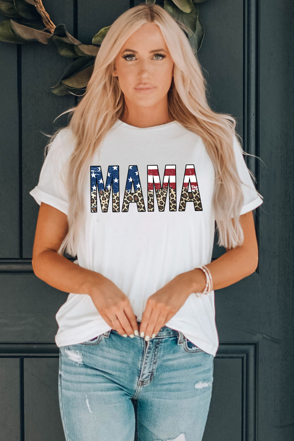 STUNNLY  MAMA Round Neck Short Sleeve T-Shirt   