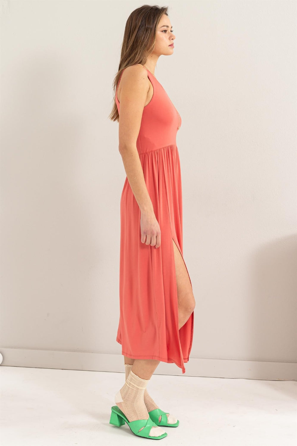 HYFVE Sleeveless Slit Midi Dress   