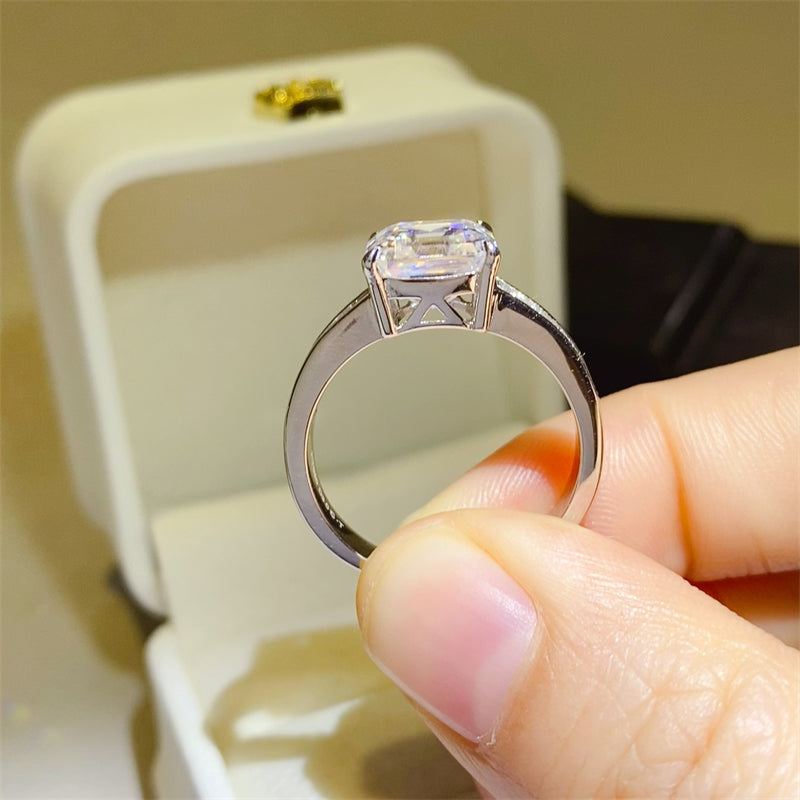 STUNNLY  3 Carat Moissanite 925 Sterling Silver Square Shape Ring   