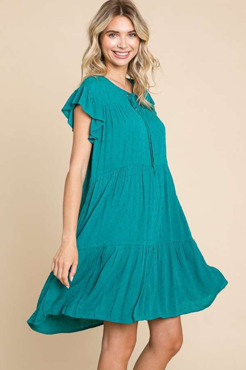 Culture Code Ruffle Cap Sleeve Tiered Dress   