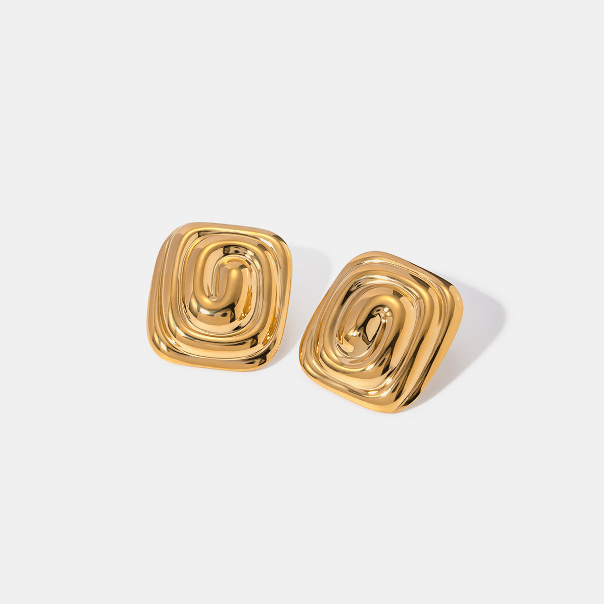 Stainless Steel Stud Earrings Gold One Size 