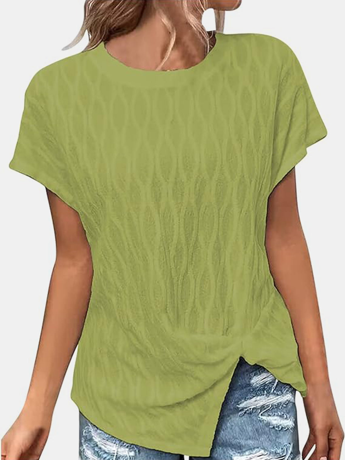 STUNNLY  Full Size Round Neck Short Sleeve T-Shirt Lime S 