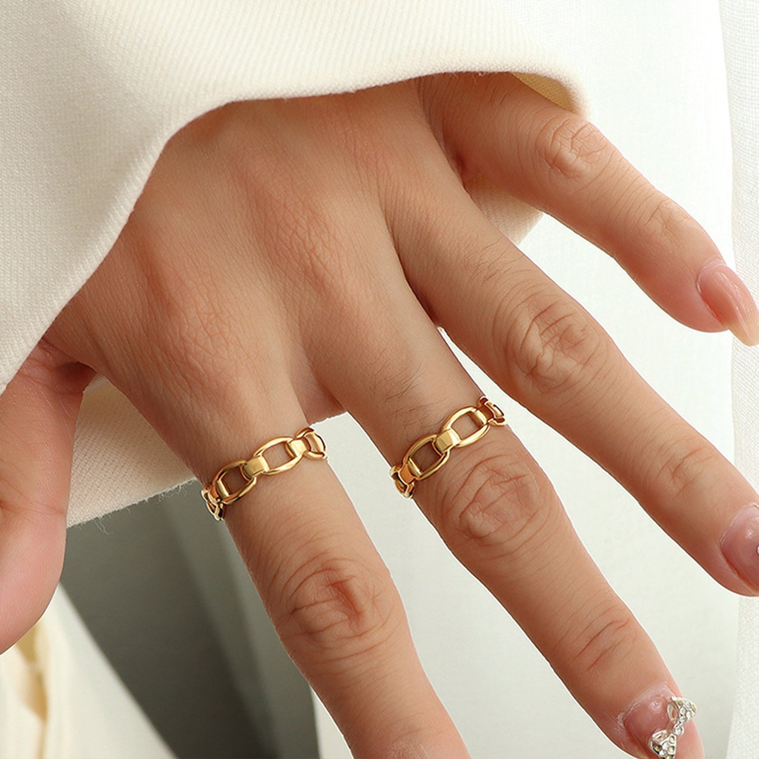 STUNNLY  Titanium Steel Gold-Plated Adjustable Ring   