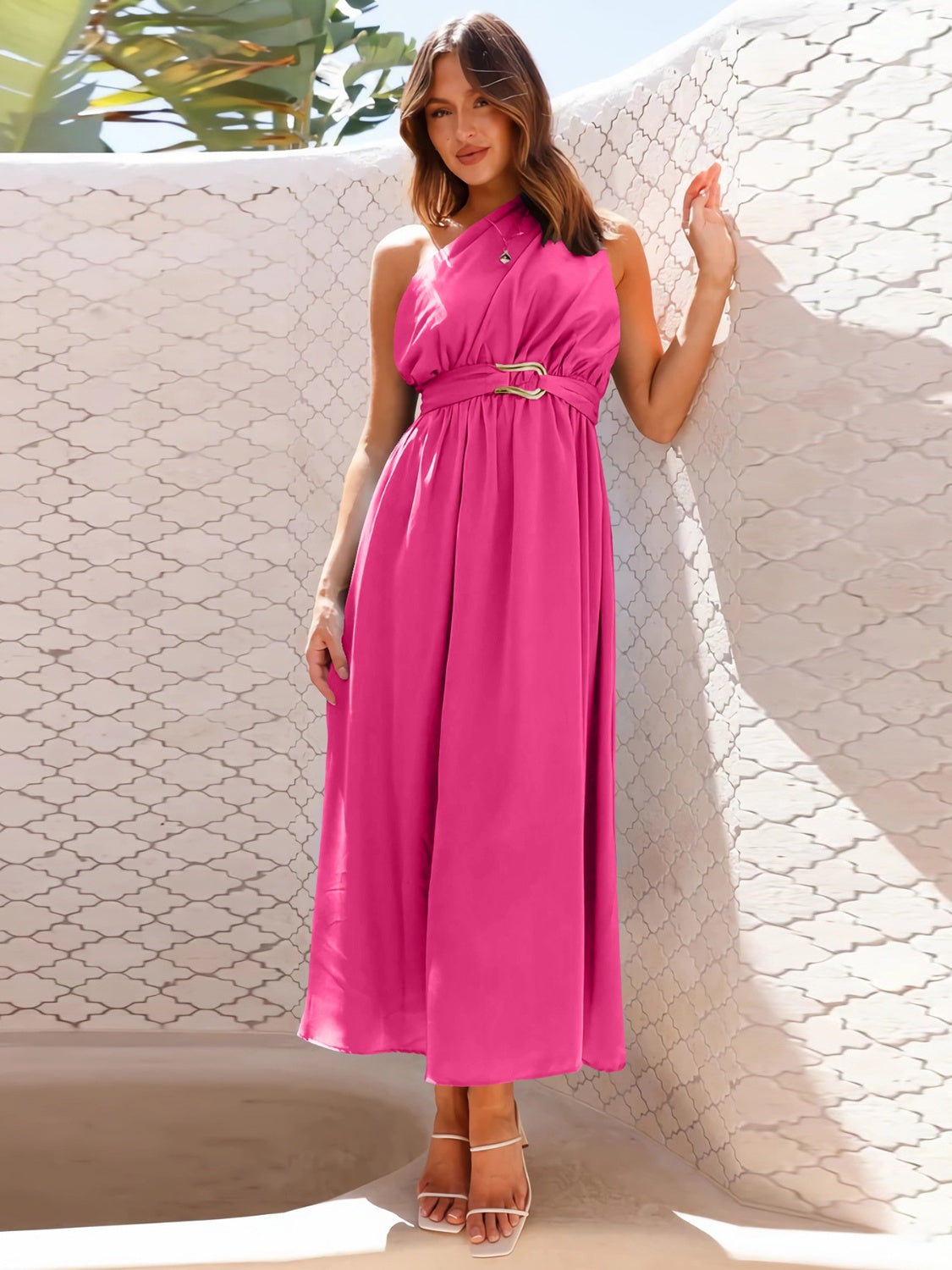 Single Shoulder Midi Dress   