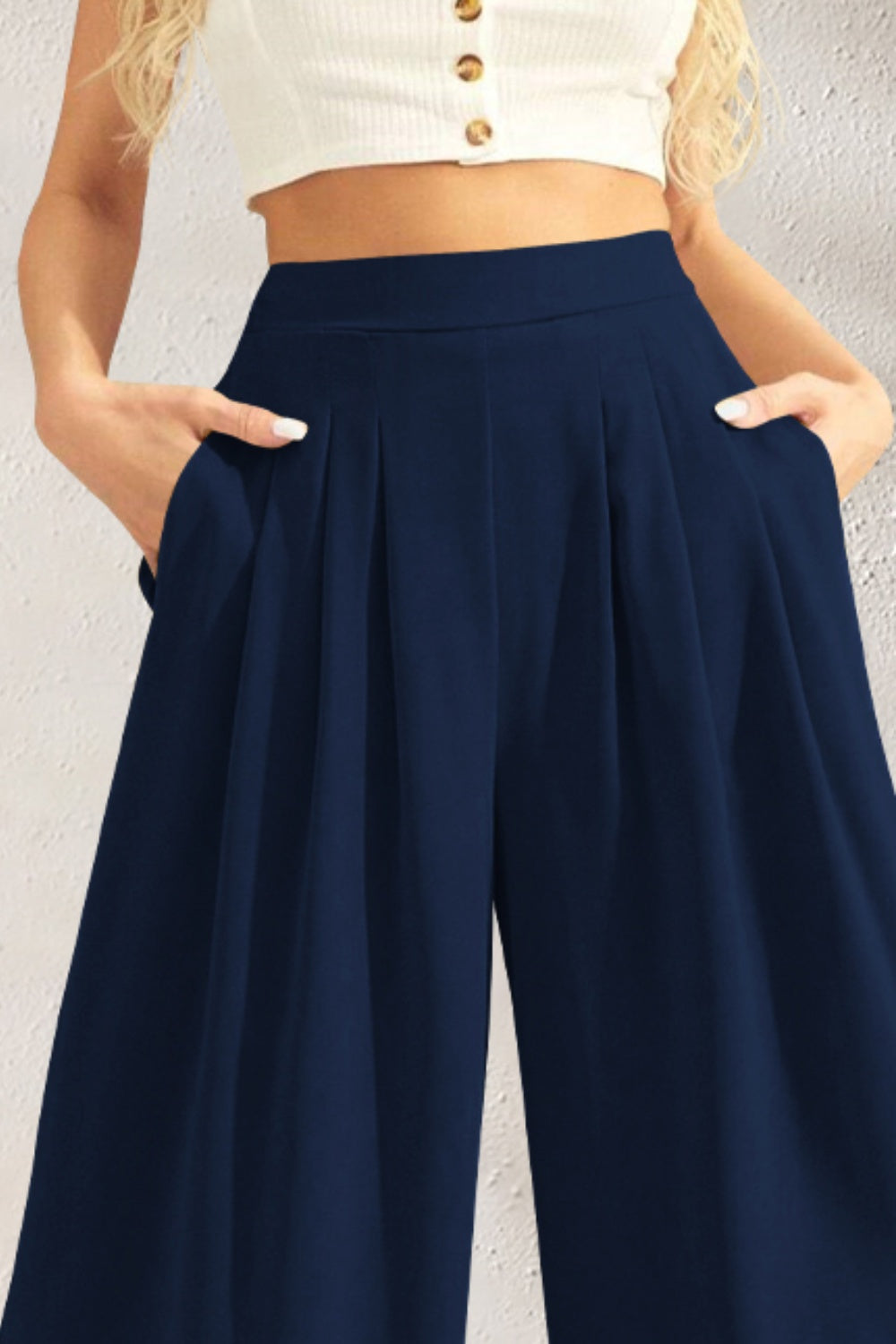 STUNNLY  Pocketed High Waist Wide Leg Pants   